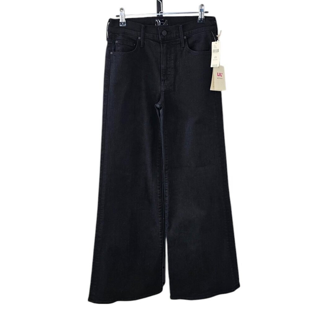 Mother The Twister Sneak Jeans, In Pitch, High Rise, Wide Leg, Black, Size 26p